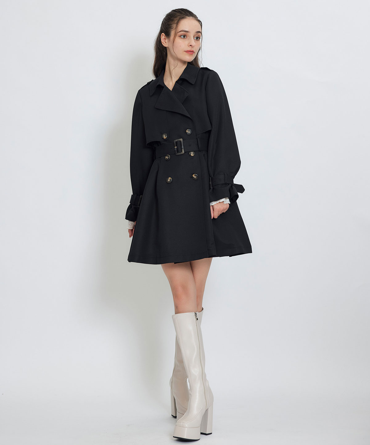 ウエストベルトショートトレンチコート