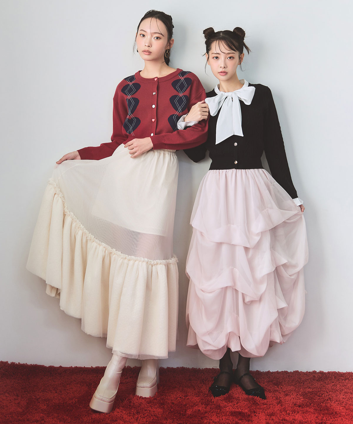 Love Me Heart アーガイルニットカーディガン