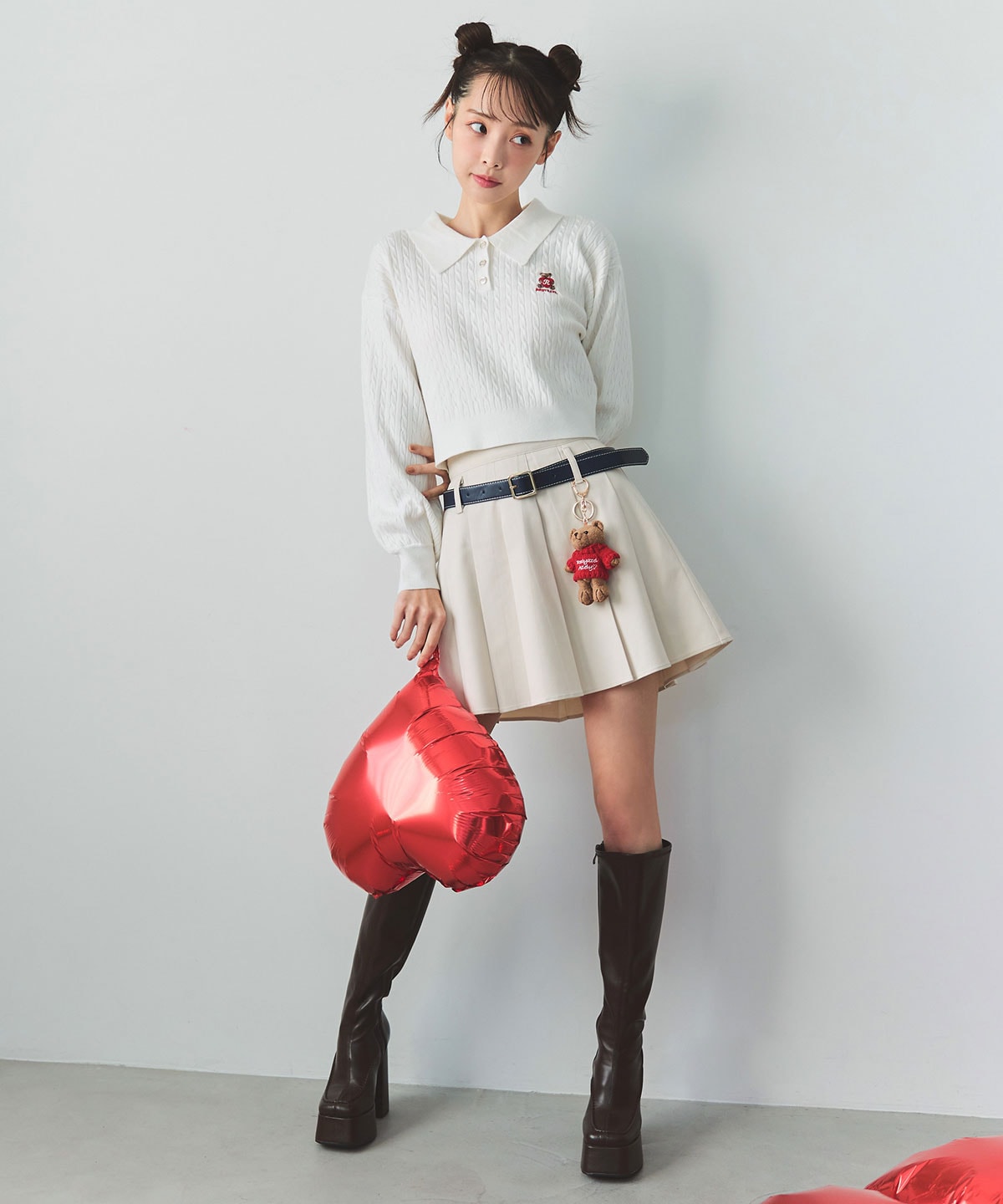 【2/13(金) 昼12時発売開始】Azelyハートミニケーブルポロニット