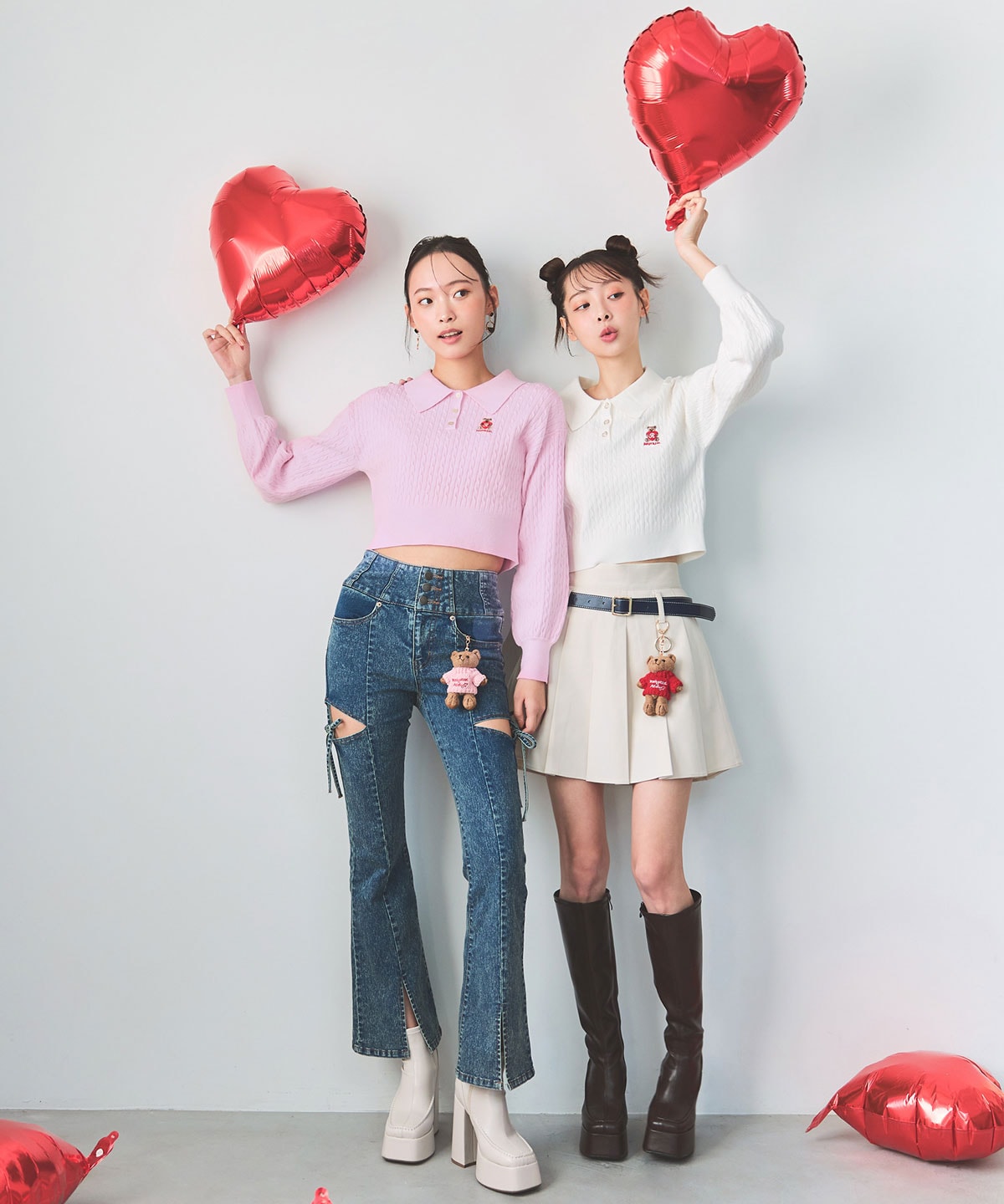 【2/13(金) 昼12時発売開始】Azelyハートミニケーブルポロニット