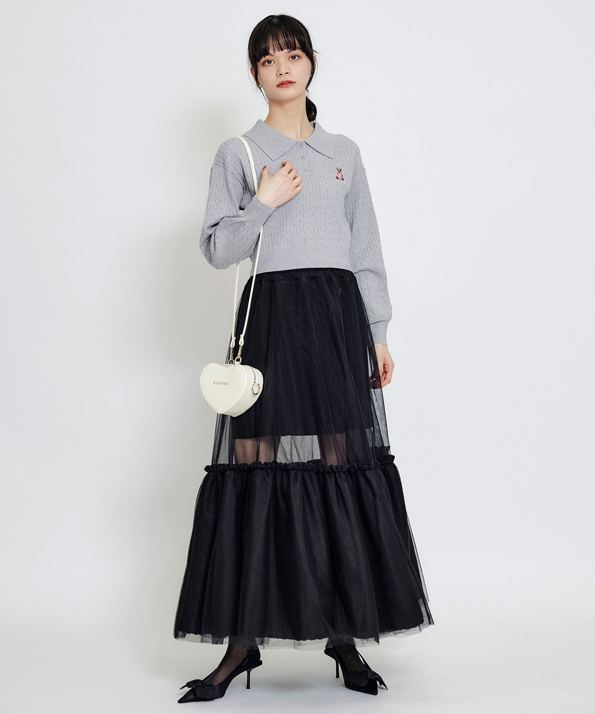 【2/13(金) 昼12時発売開始】Azelyハートミニケーブルポロニット