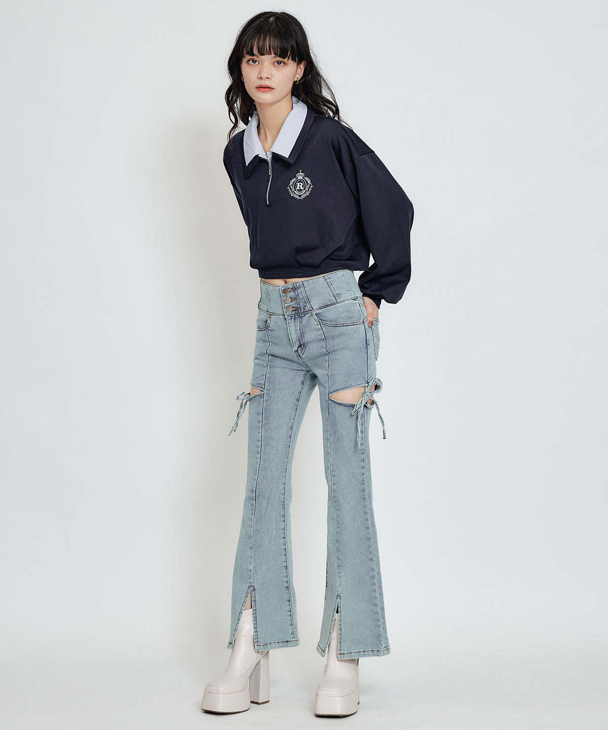 エンブレムダブルカラーカットプルオーバー