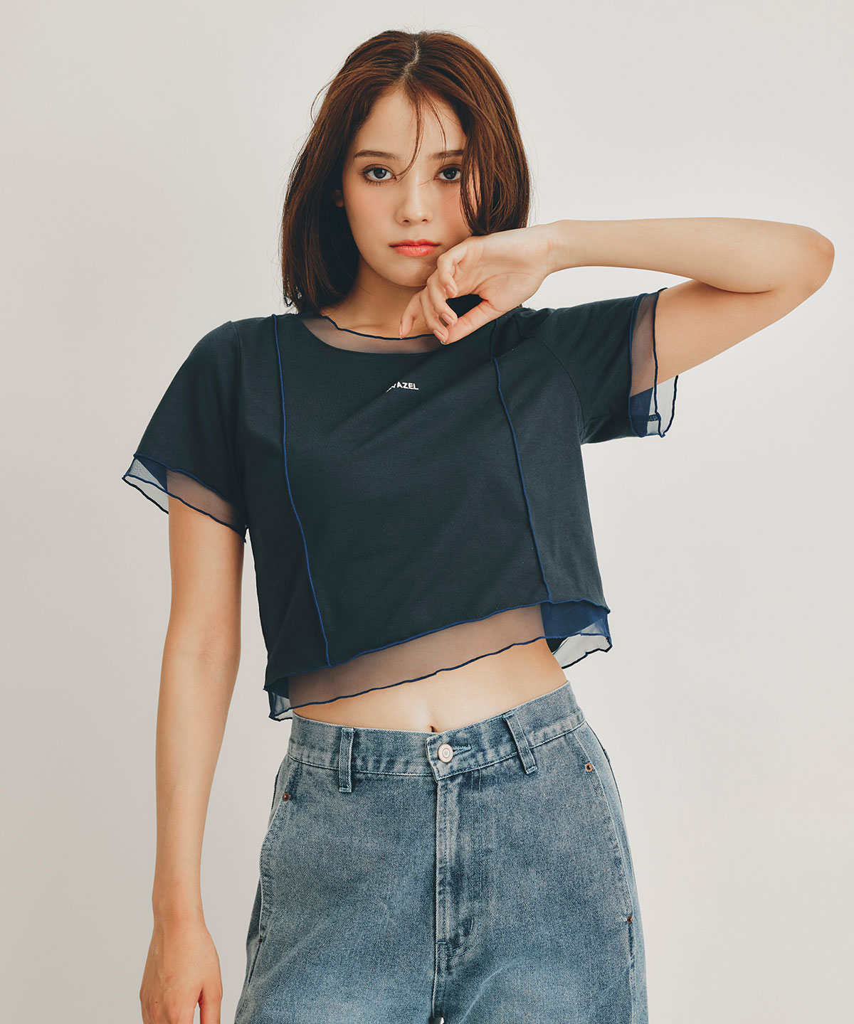 シアーレイヤードコンパクトロゴTシャツ