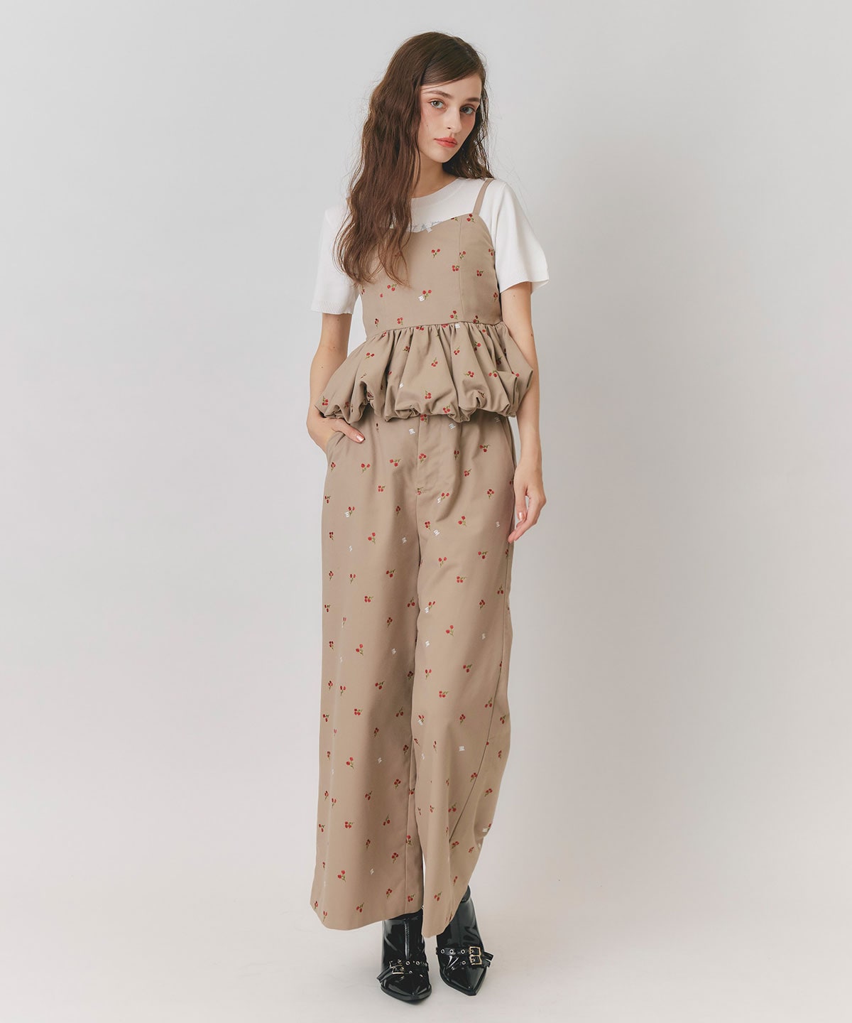 【Fleur monogram Series】フルールモノグラムエンブロイダリーワイドパンツ