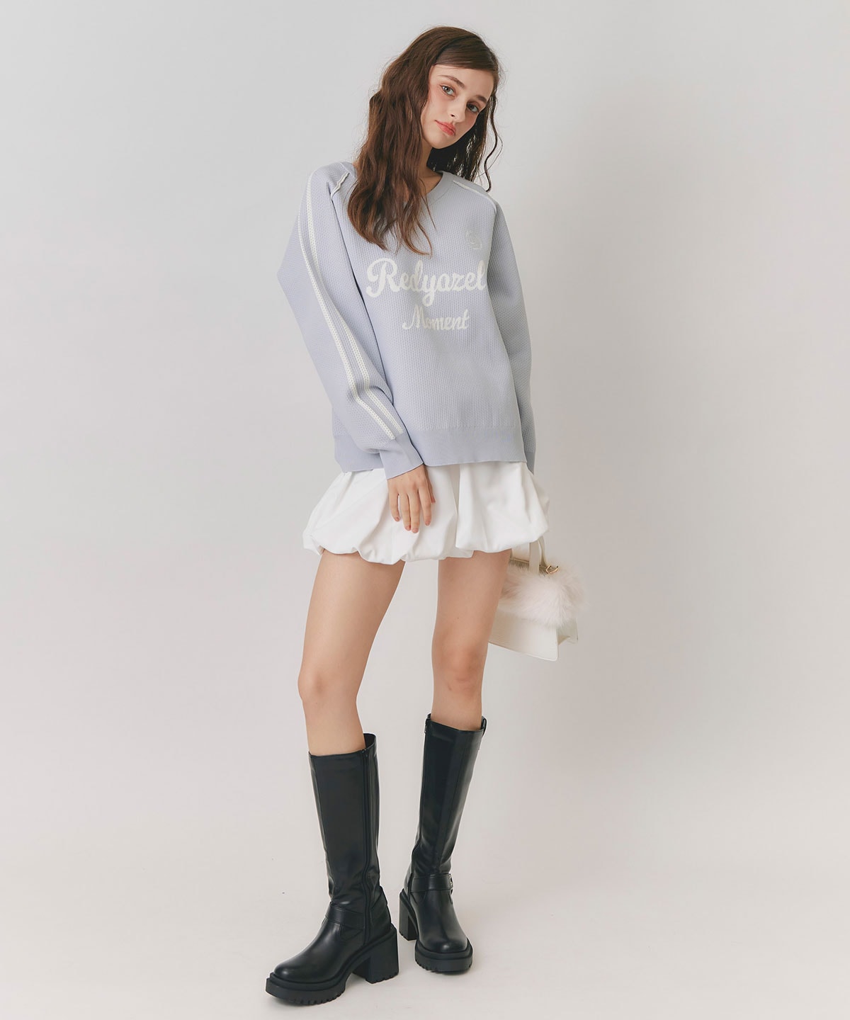 ロゴメッシュニット×バルーンショートパンツセットアップ