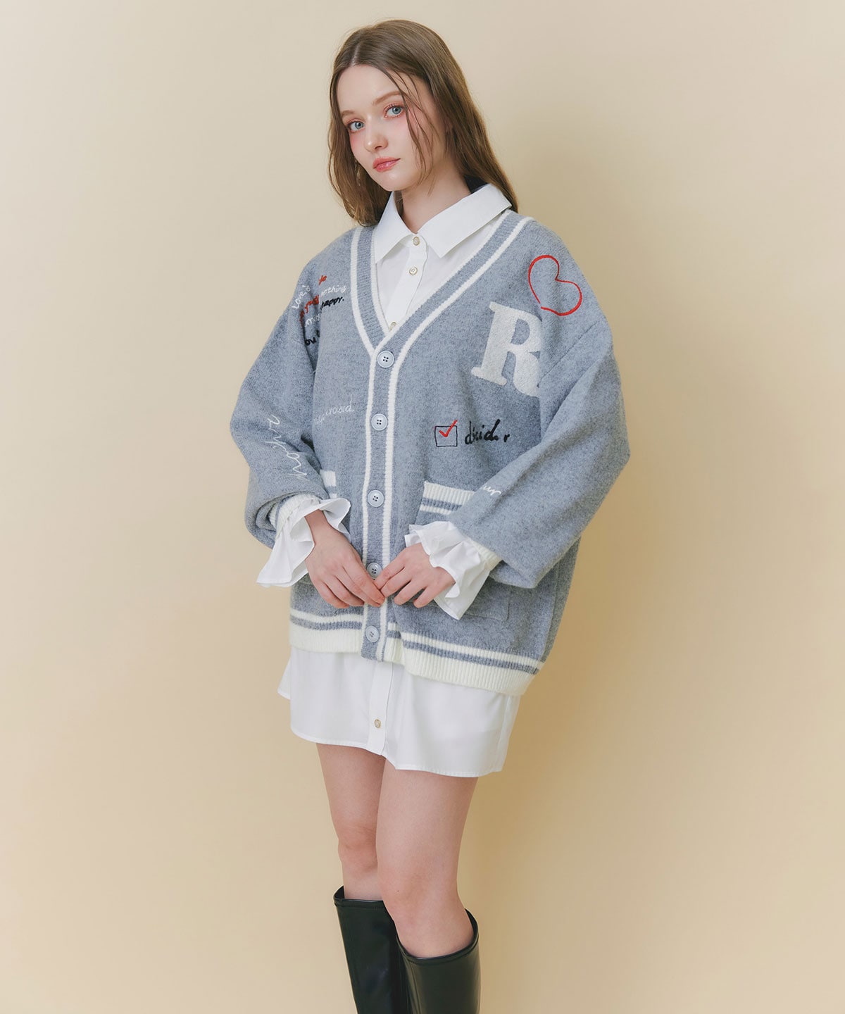 メッセージロゴカーディガン