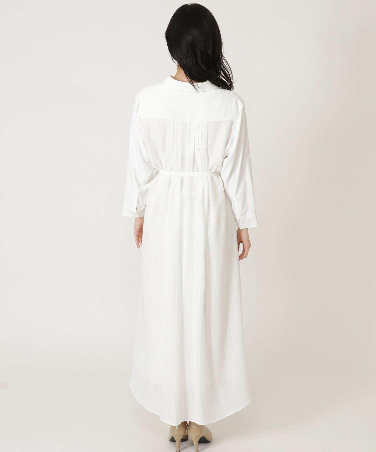 ヨーク切り替えシアーストライプワンピース S 白 オフ白 Swingle 公式オンラインショップ バーンデストローズ