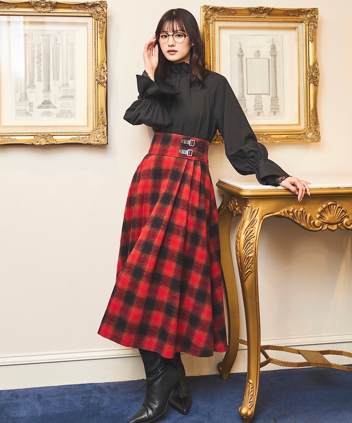 【鶴嶋乃愛コラボ】フリルハイネック2WAYリボンブラウス