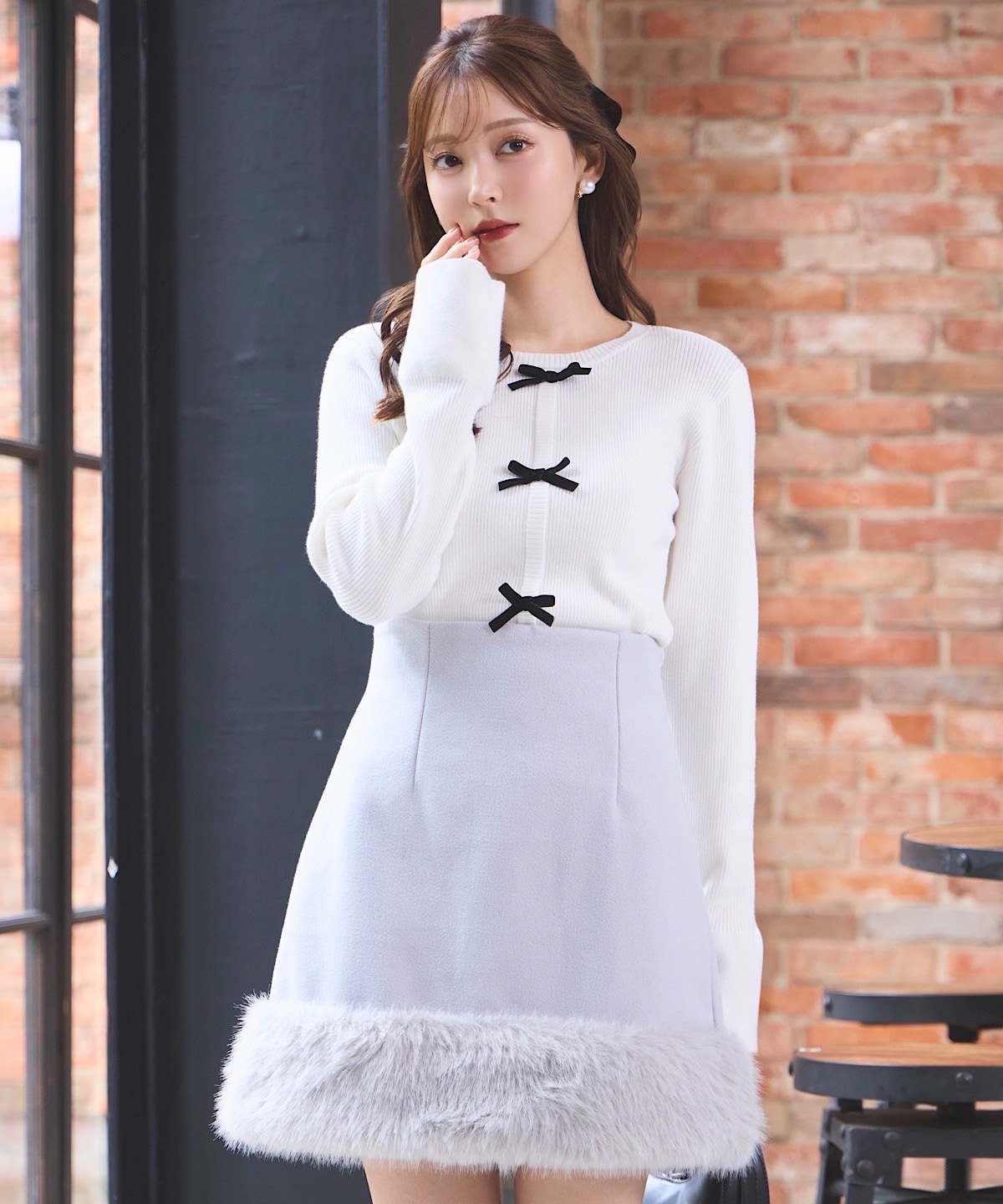 ヘムファー台形ミニスカート