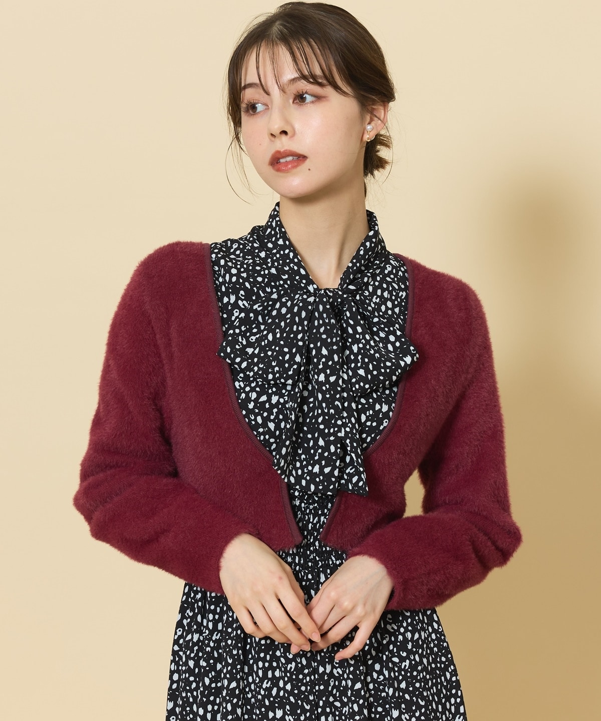 ふわふわシャギーボレロカーディガン