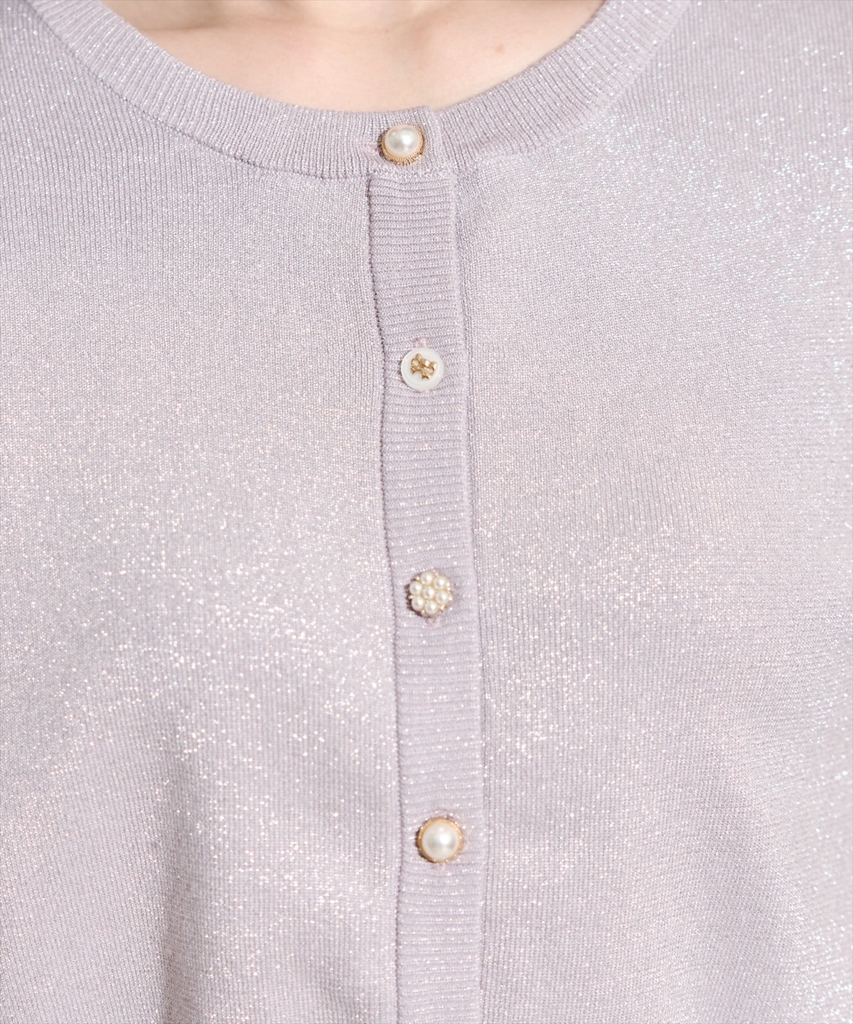 ベーシックマルチボタンラメニットカーディガン