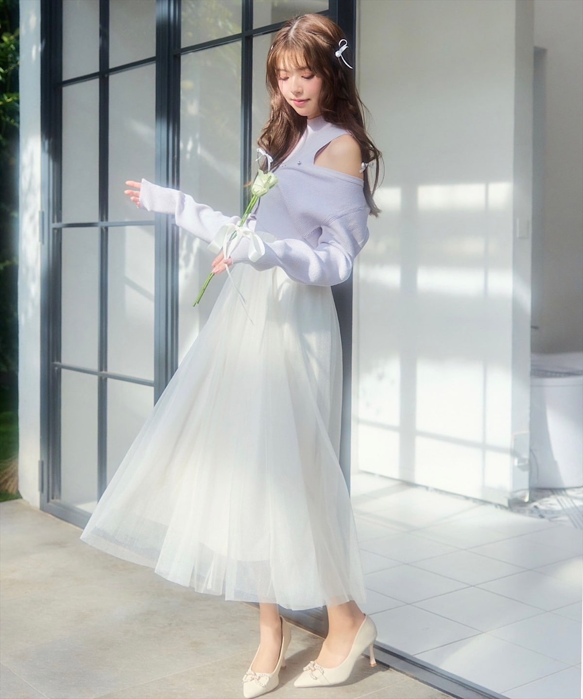 【展示会３位】カーディガンアンサンブルラメニットドッキングワンピース