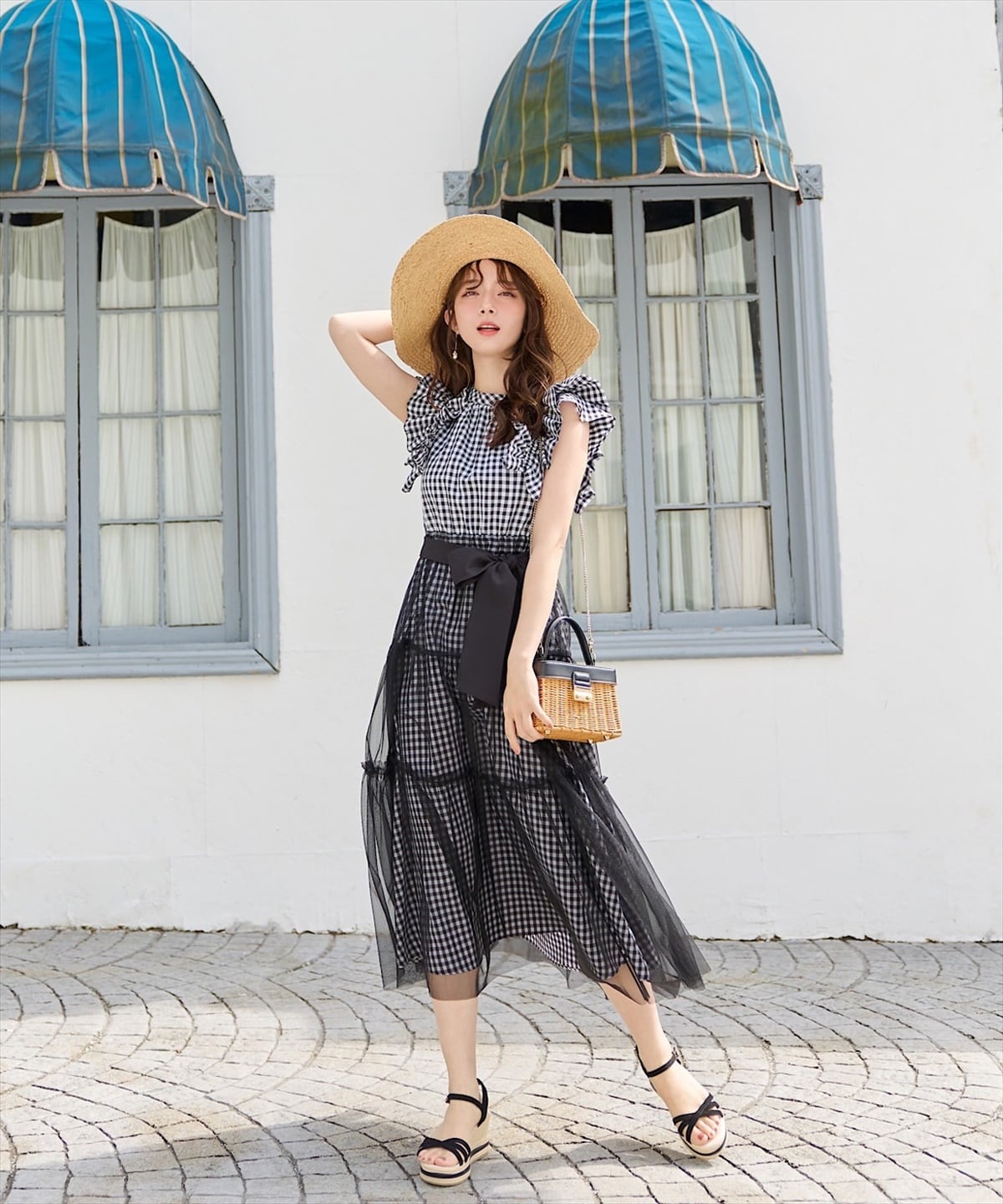 極美品 Heve へイヴ サイドフリルUVドレス ワンピース ブラック 36