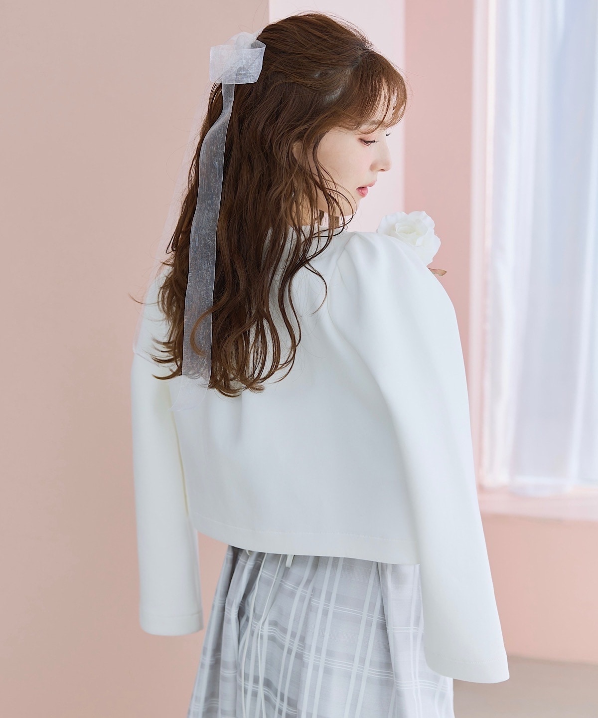 ノーカラーエレガンスポンチジャケット