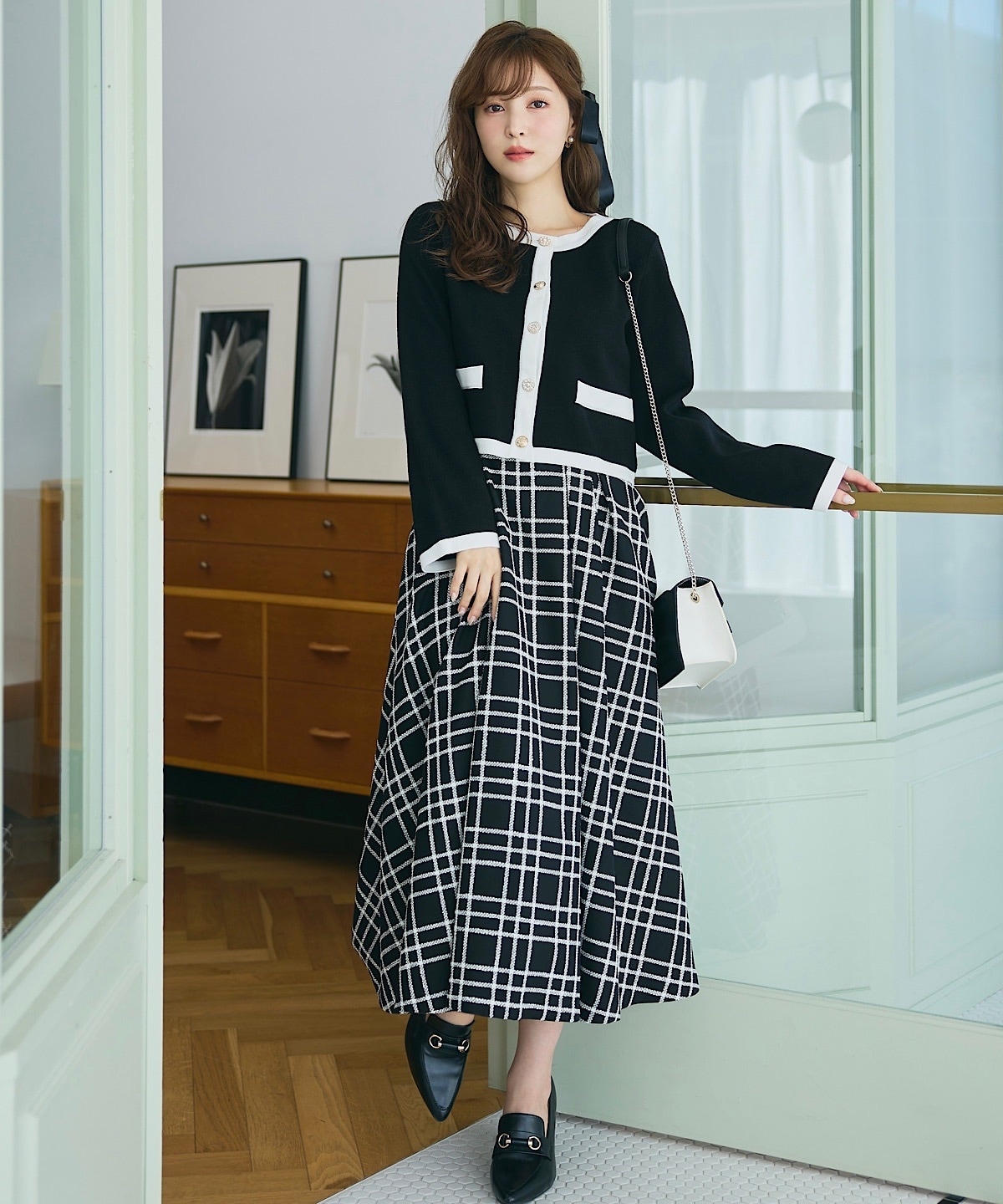 バイカラーマルチボタンニットジャケット