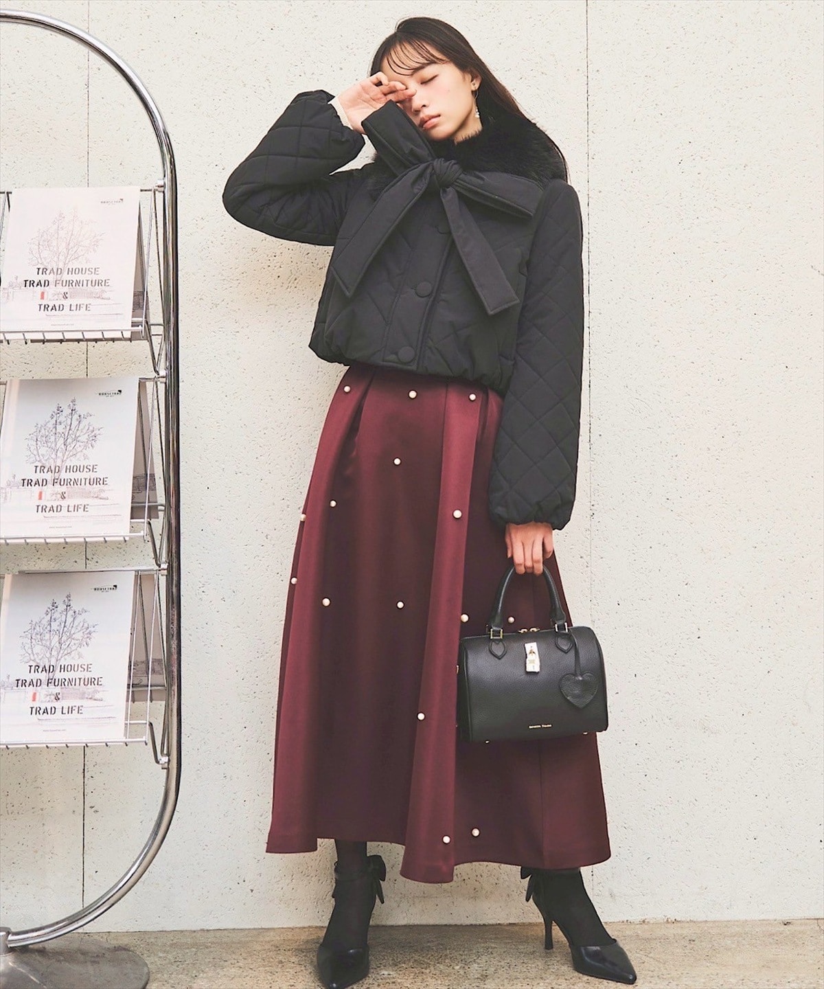 パール付サテンスカート