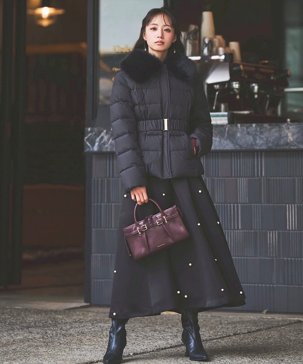 パール付サテンスカート