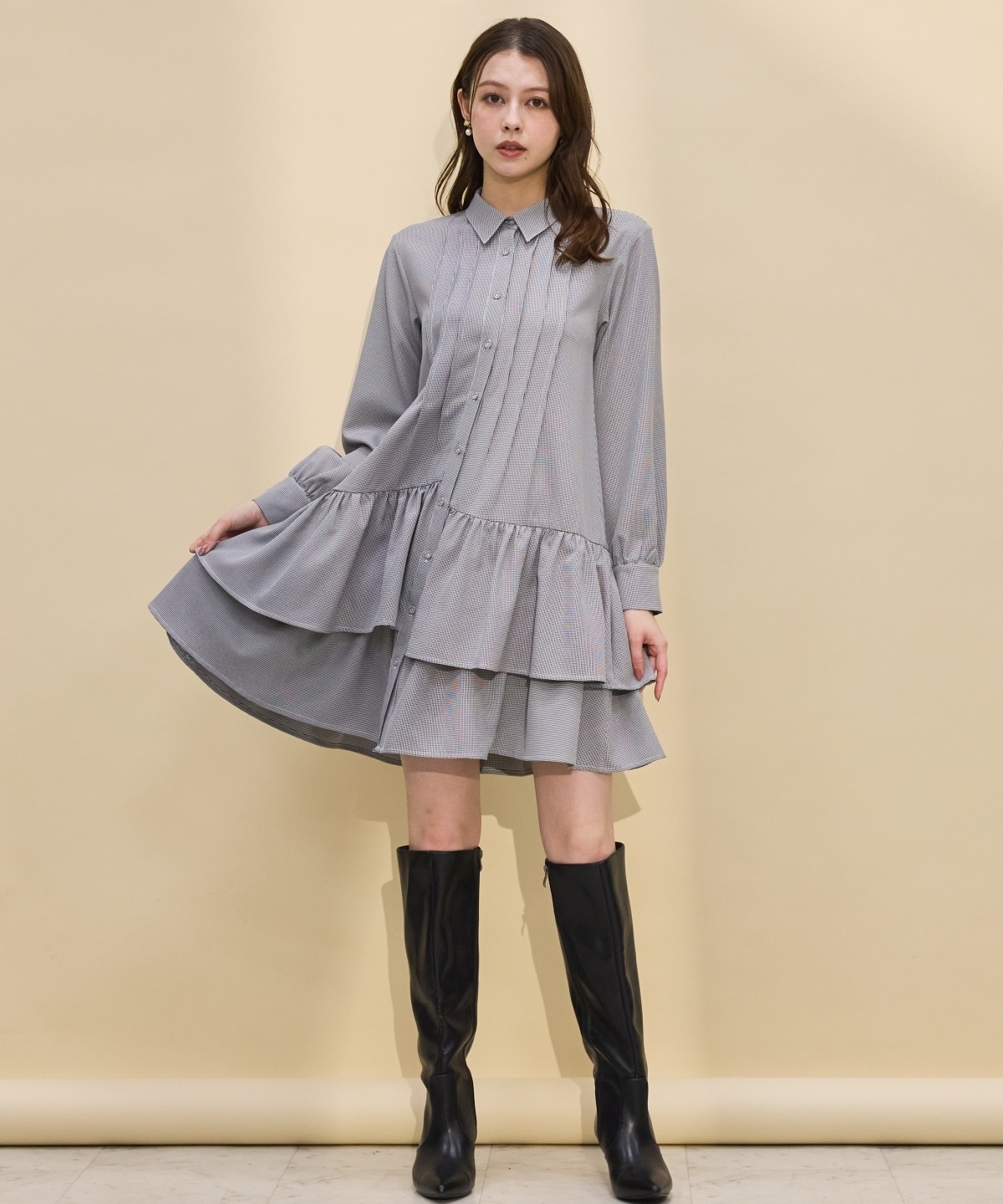 【再入荷】ティアードシャツワンピース