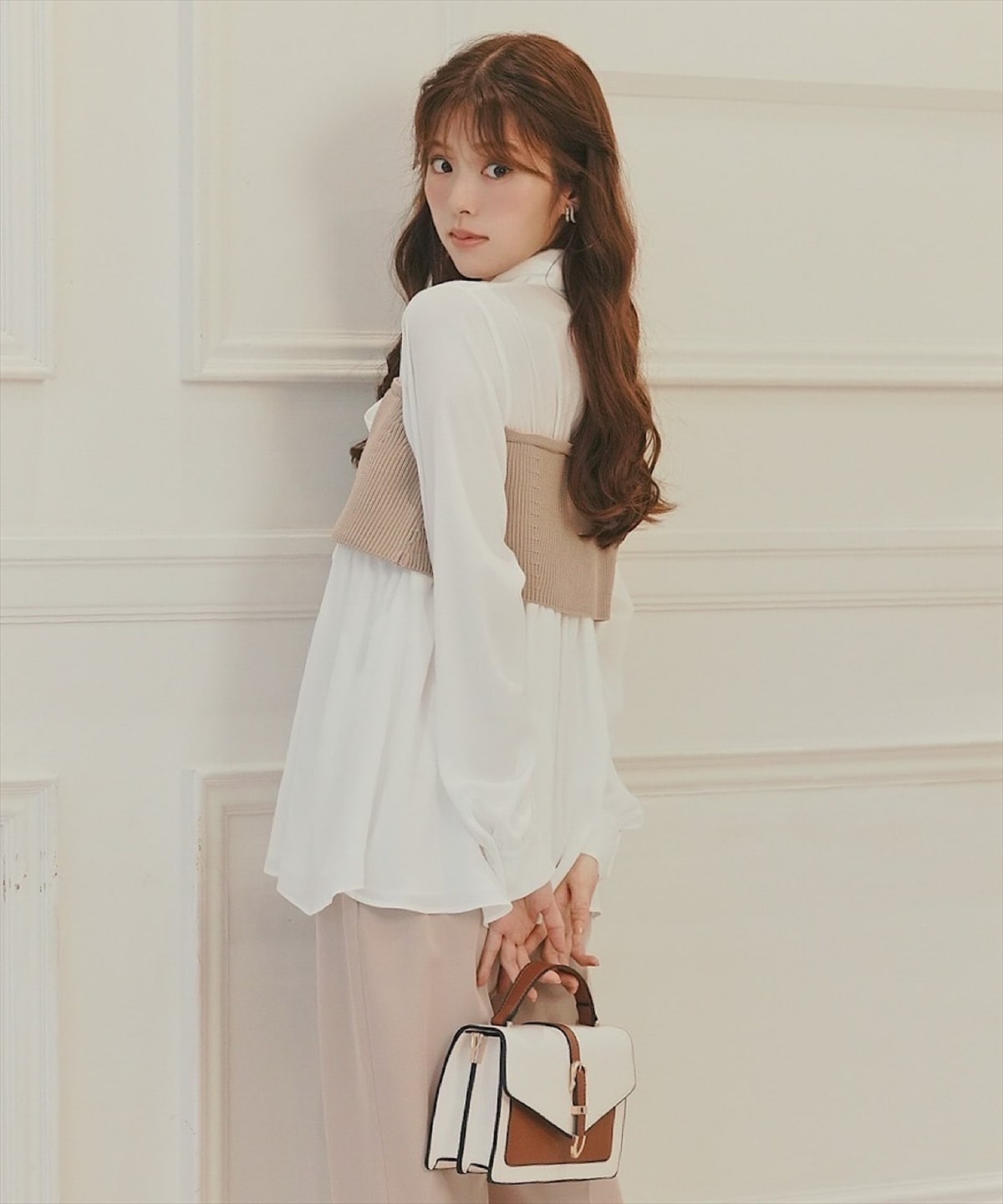 ニットビスチェドッキングボウタイチュニック