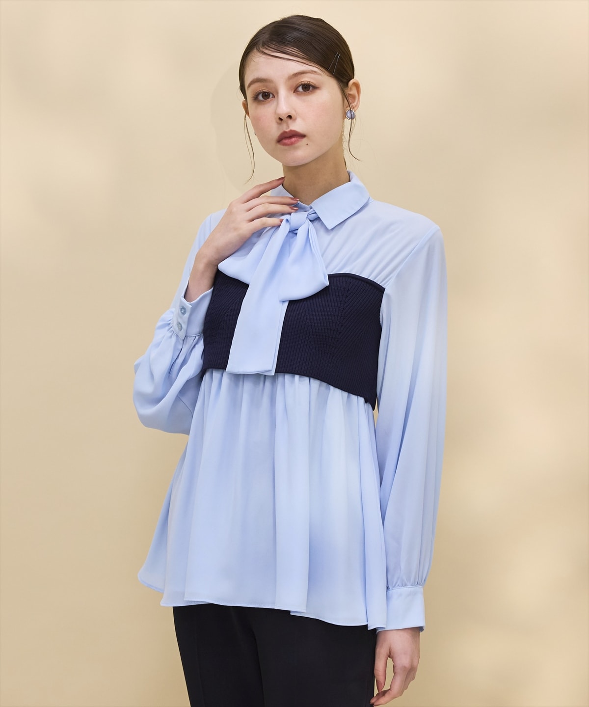 ニットビスチェドッキングボウタイチュニック