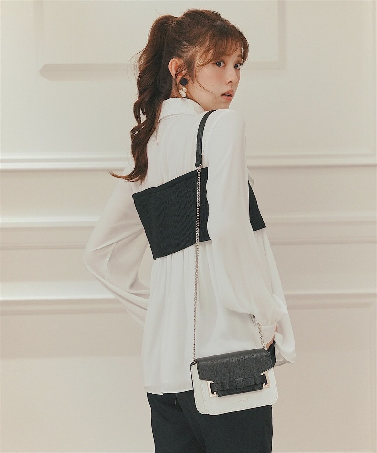 ニットビスチェドッキングボウタイチュニック