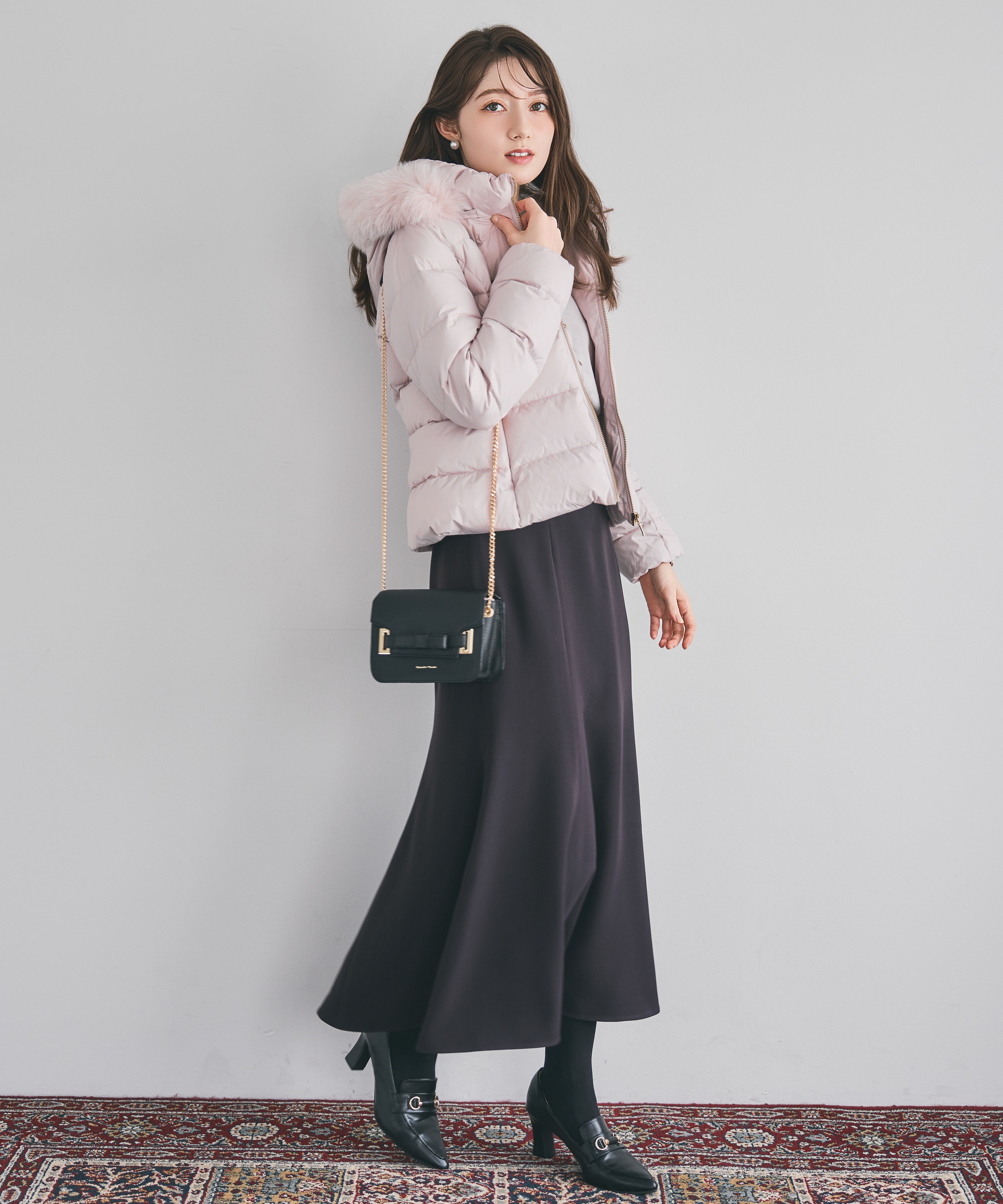 フォックスファー付ショートダウン