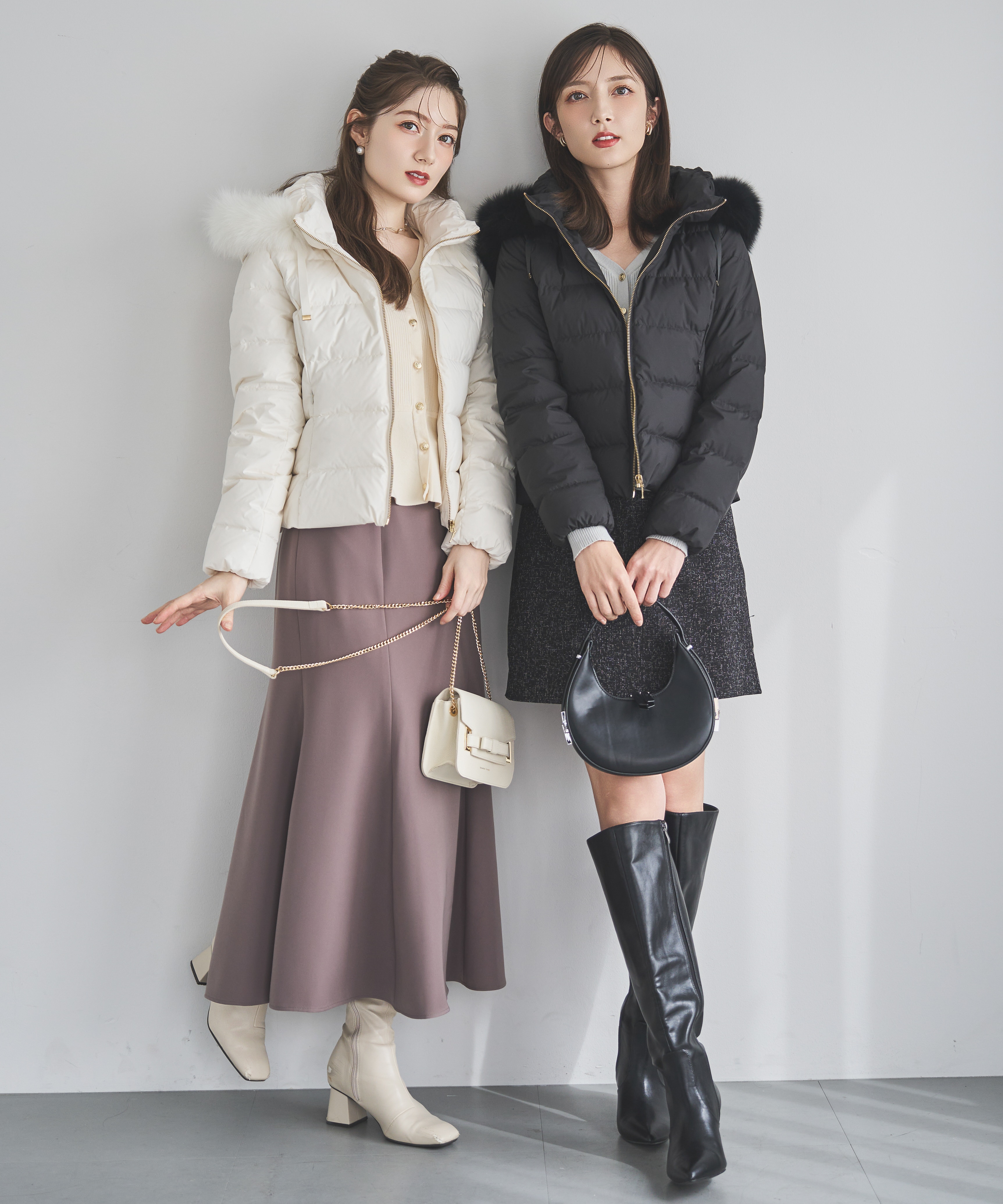 フォックスファー付ショートダウン