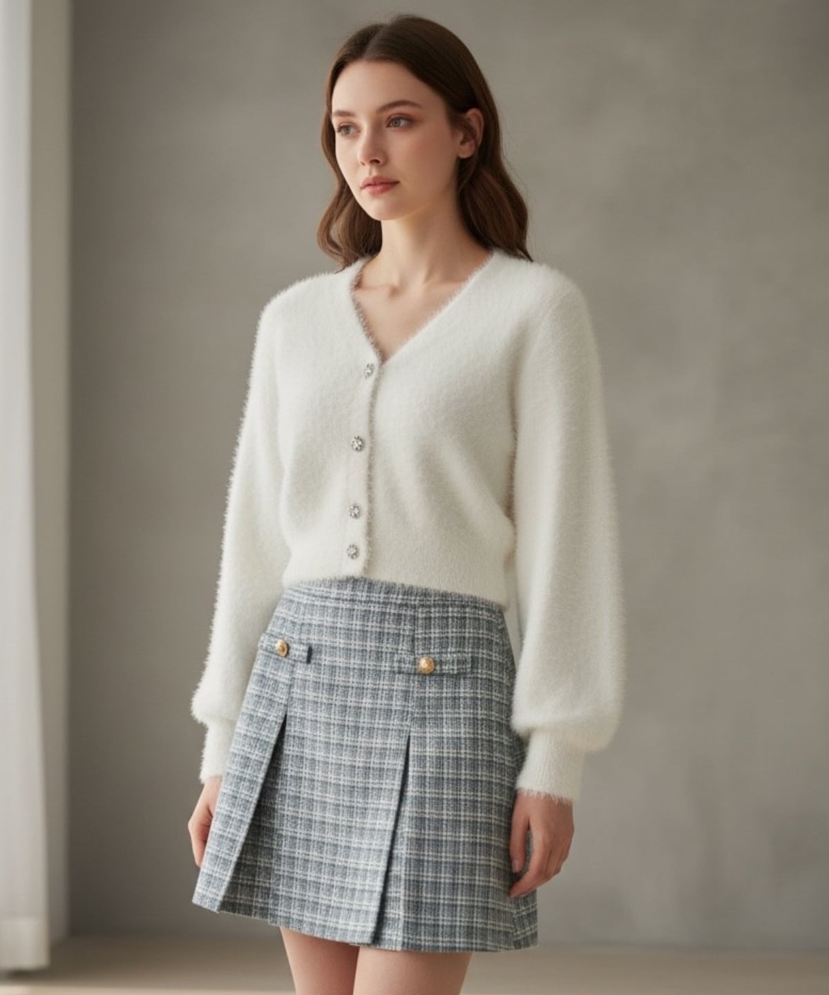 【11/21(Fri)発売】ビジューボタンフェザーニットカーディガン