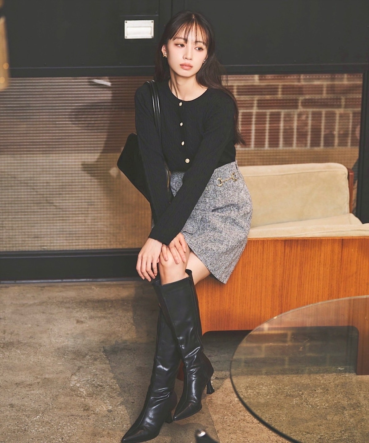 ケーブルニットカーディガン