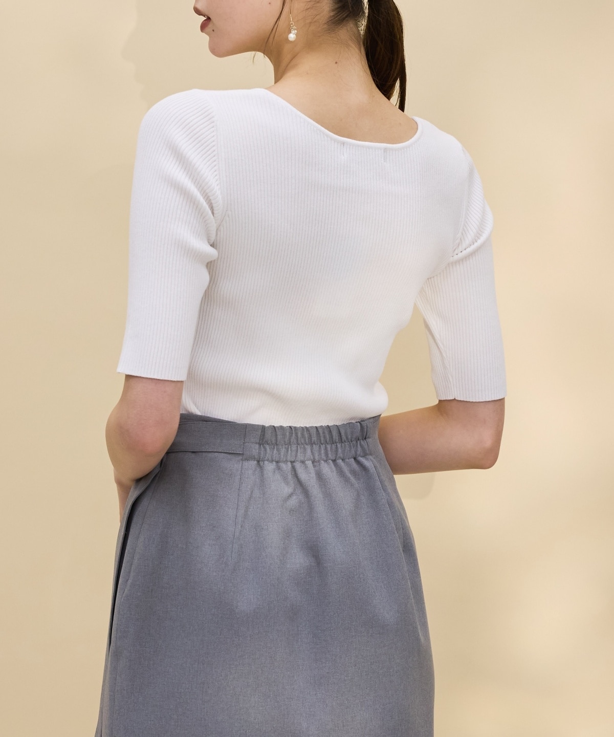 2WAYリボンリブニットプルオーバー