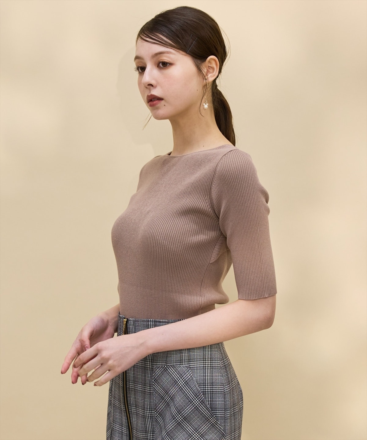 2WAYリボンリブニットプルオーバー