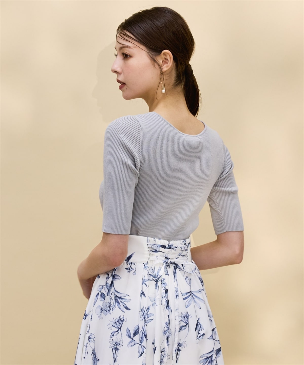 2WAYリボンリブニットプルオーバー