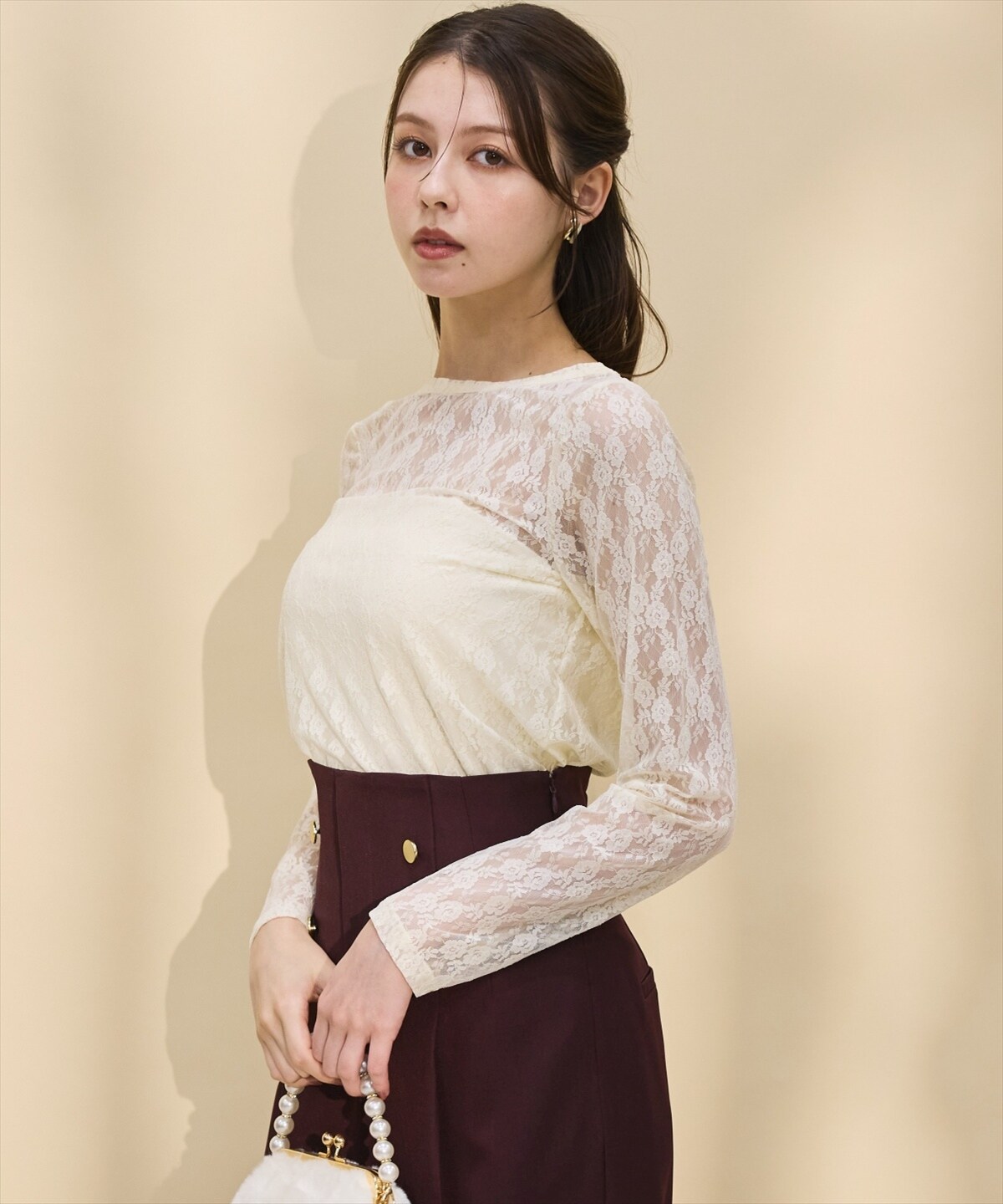 ストレッチレースプルオーバー