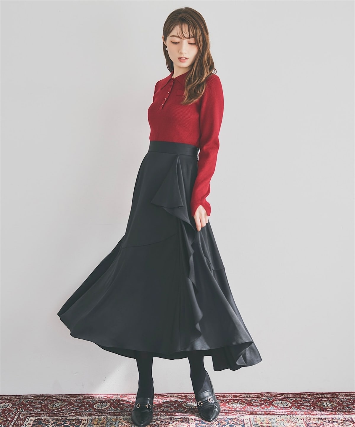 リブポロニットプルオーバー