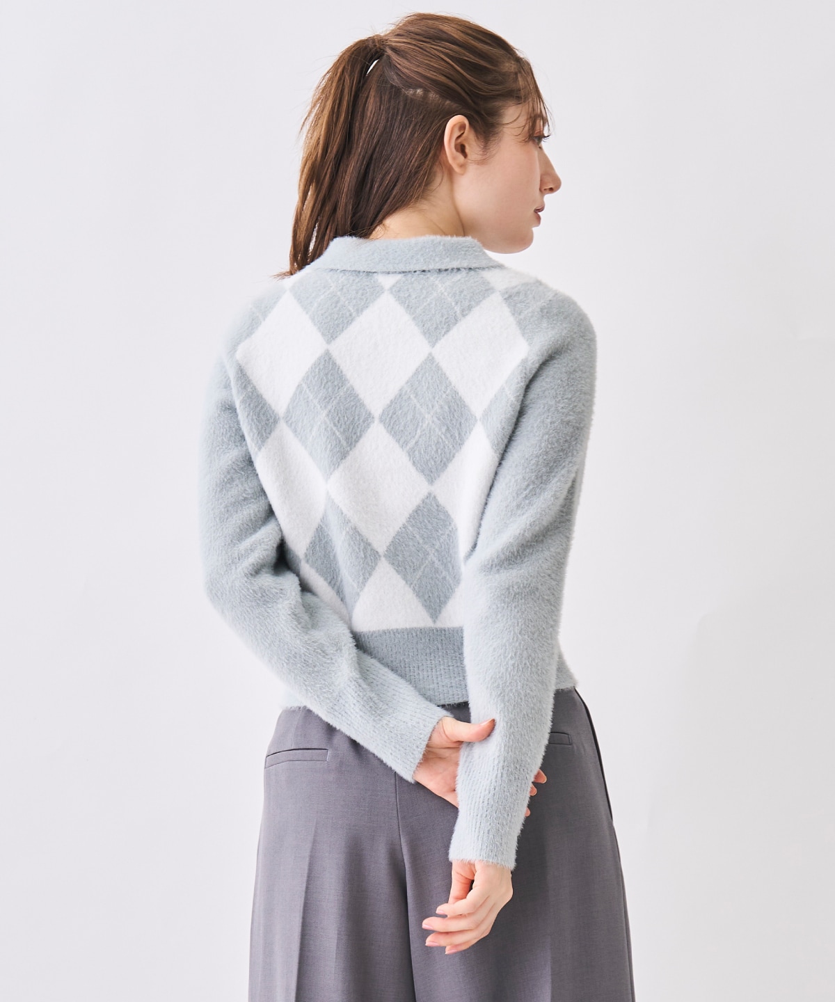 【12/5(Fri)発売開始】フェザーアーガイルポロニット