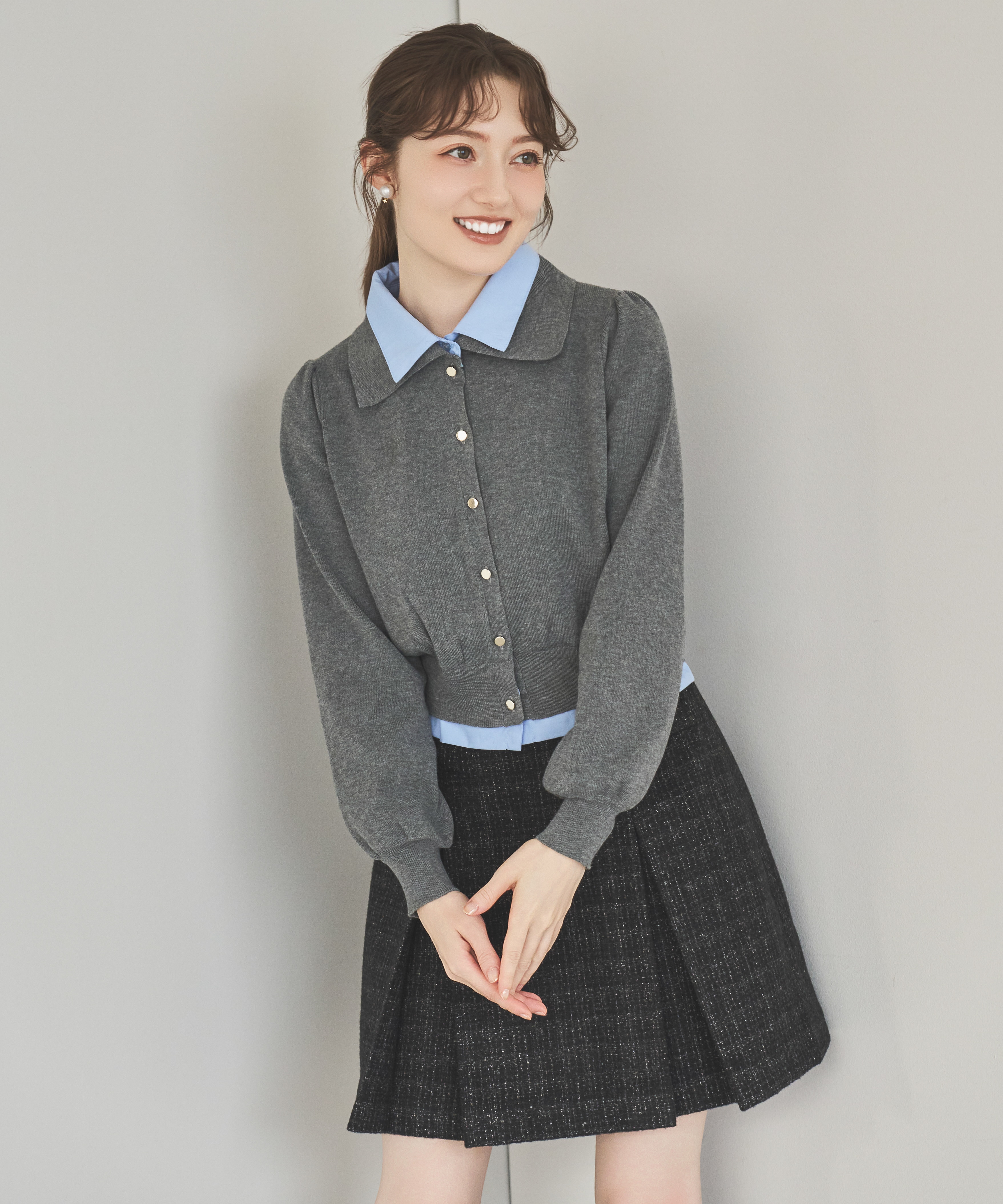 シャツレイヤードニット