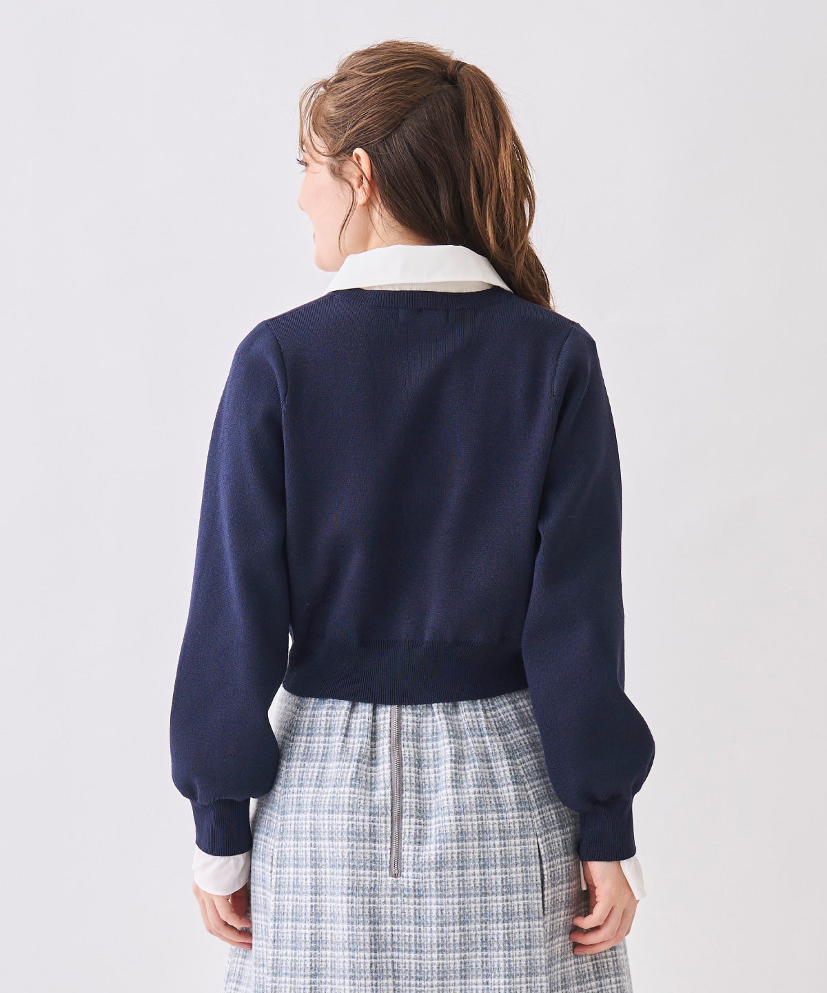 襟付きラメニットカーディガン