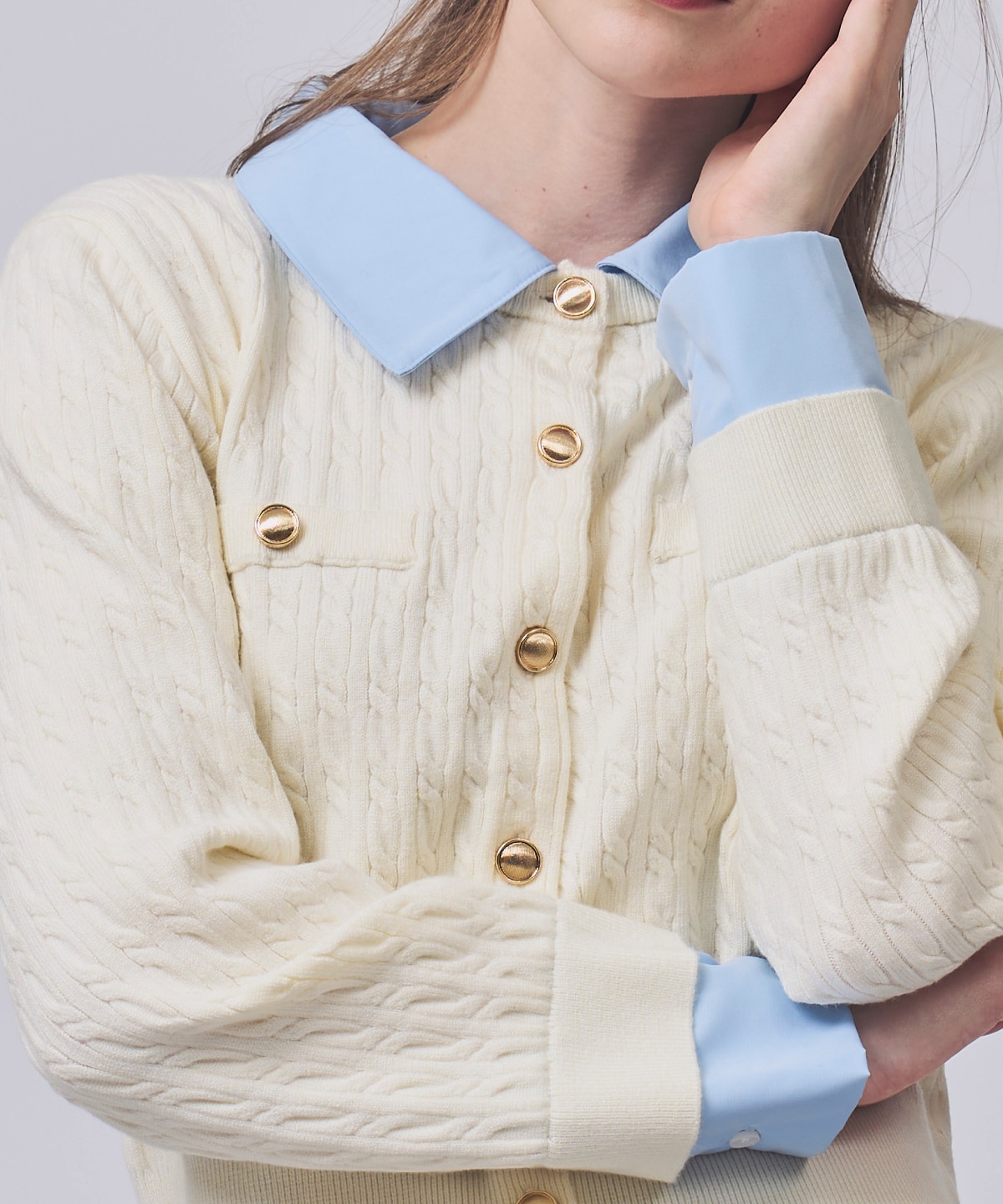 【NEW YEAR SPECIAL ITEM】レイヤードケーブルニットカーディガン