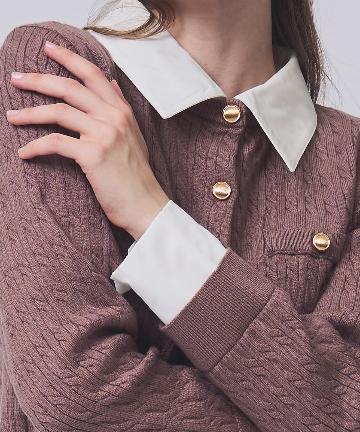 【NEW YEAR SPECIAL ITEM】レイヤードケーブルニットカーディガン