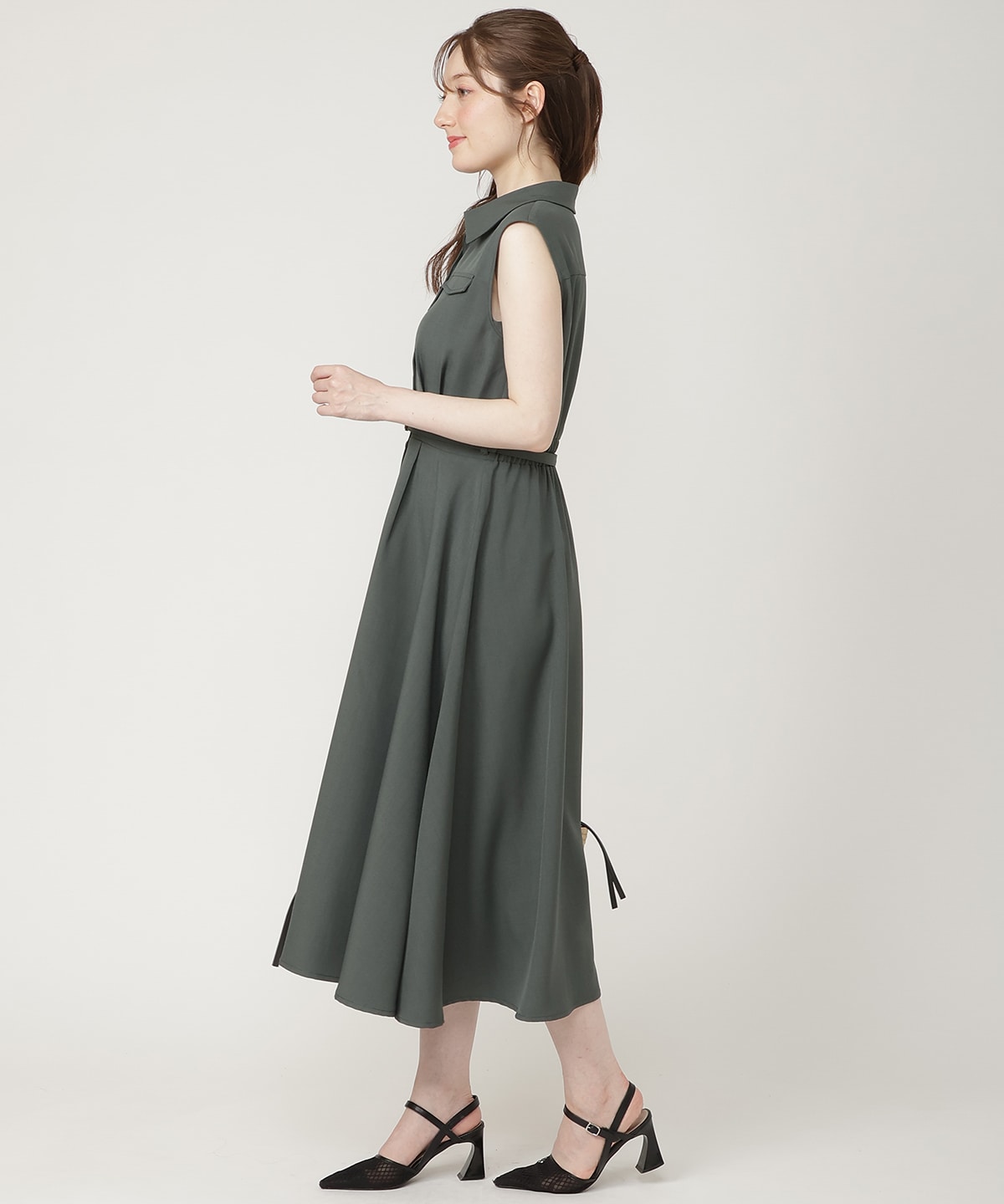 【6/11発売】キーネックノースリシャツワンピース
