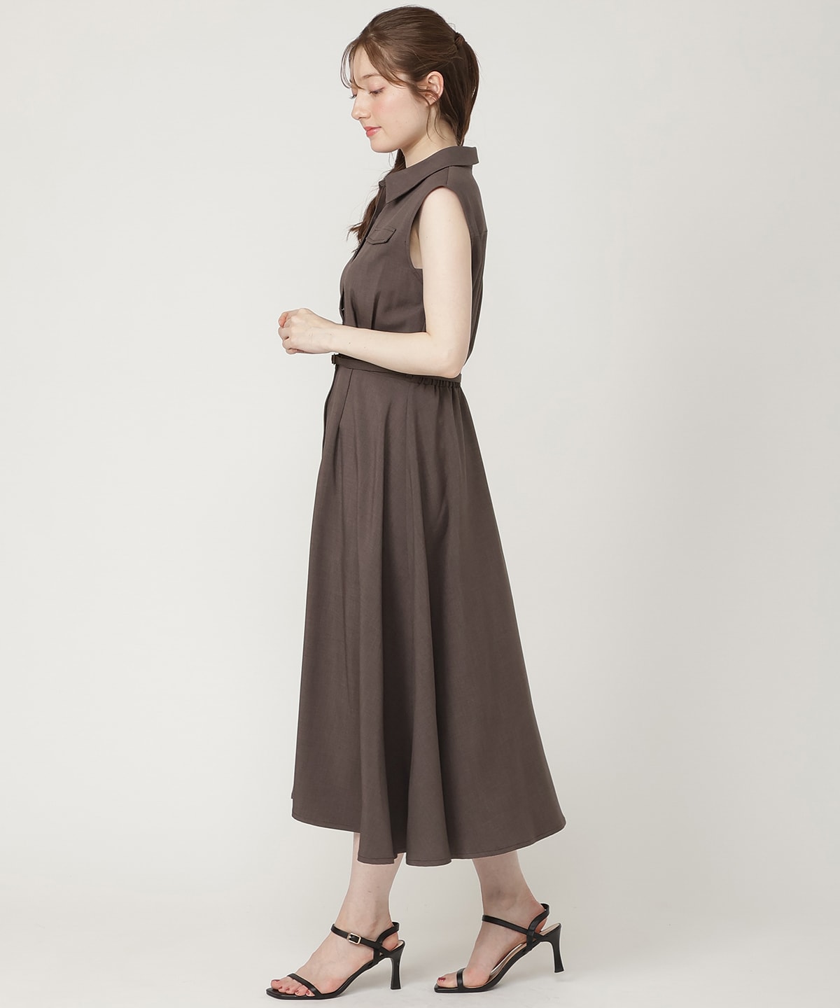 【6/11発売】キーネックノースリシャツワンピース