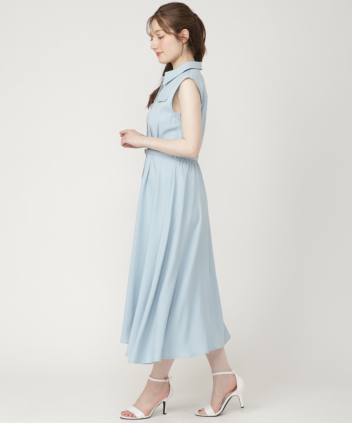 【6/11発売】キーネックノースリシャツワンピース