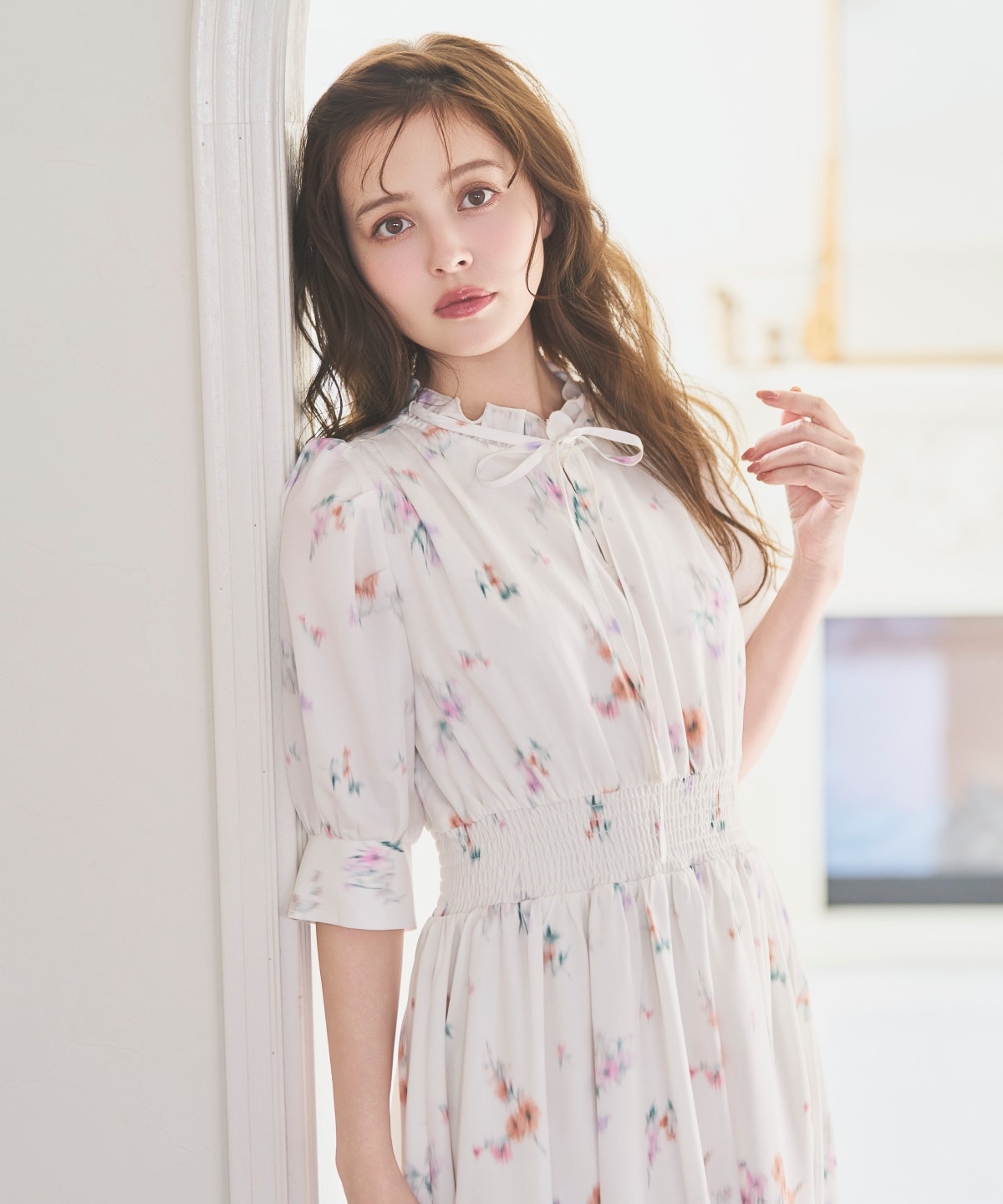 【3/13(Fri)予約開始】ぼかしフラワーリボンプリントワンピース