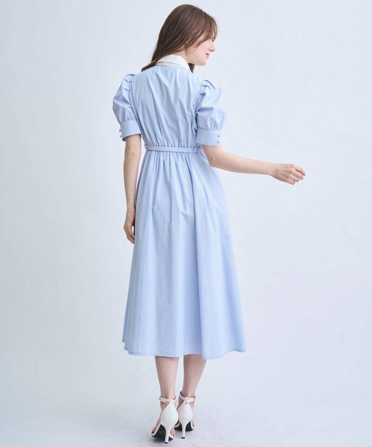 【4/10(Fri)予約開始】リボン付きストライプシャツワンピ―ス