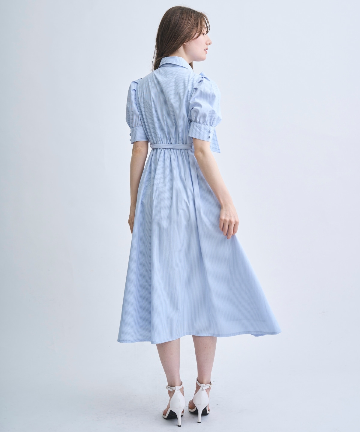 【4/10(Fri)予約開始】リボン付きストライプシャツワンピ―ス