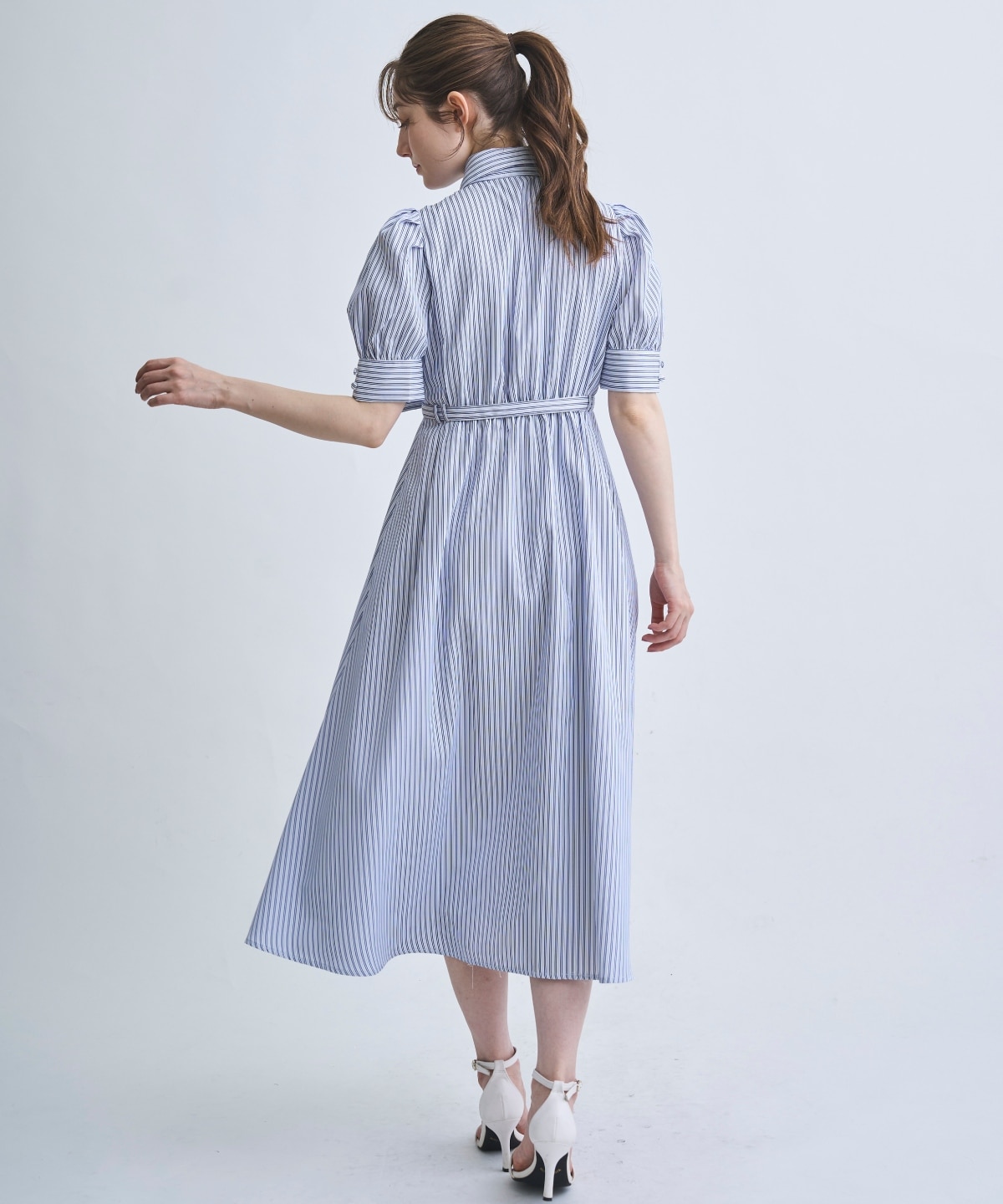 【4/10(Fri)予約開始】リボン付きストライプシャツワンピ―ス
