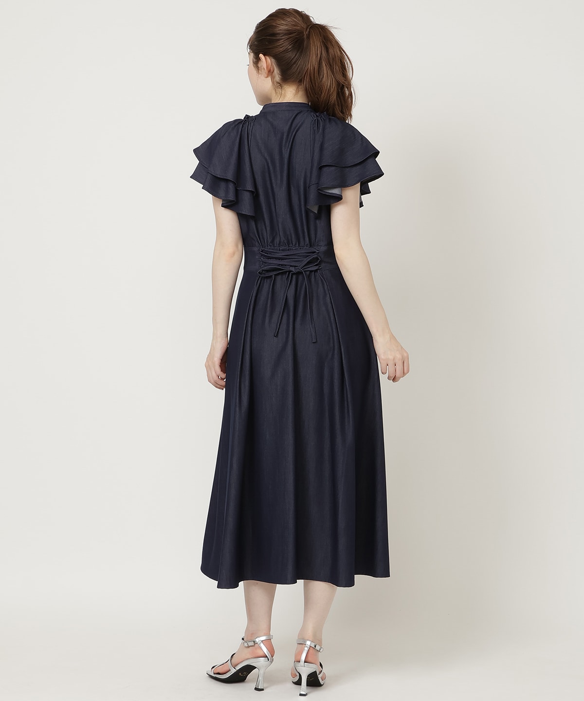 【4/24(Fri)発売】袖フリルデニムフレアワンピース