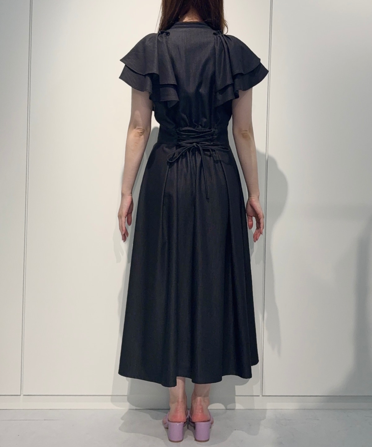 【4/24(Fri)発売】袖フリルデニムフレアワンピース