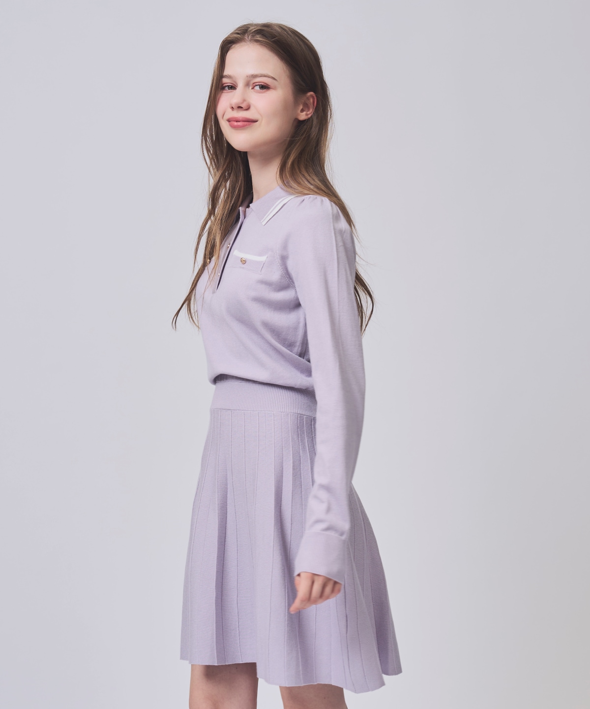 【1/23(Fri)発売】配色ポロニットミニワンピース