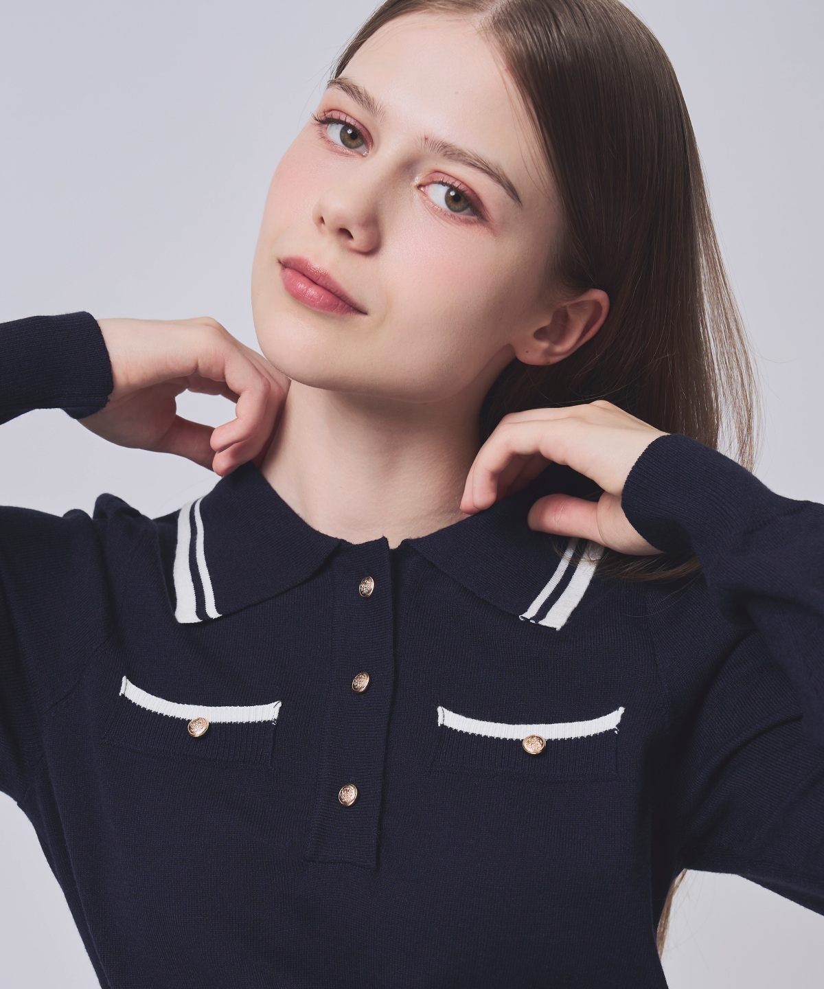 【1/23(Fri)発売】配色ポロニットミニワンピース